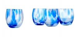 Cobalt and Opal Confetti Juice Glass Set